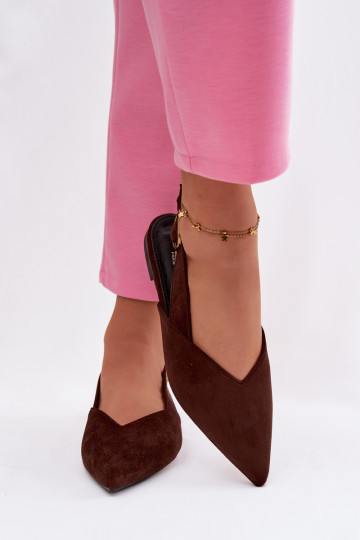 Ballerines avec boucles dorées en daim écologiqueoÀe CzekoladoÀe Palerra 2