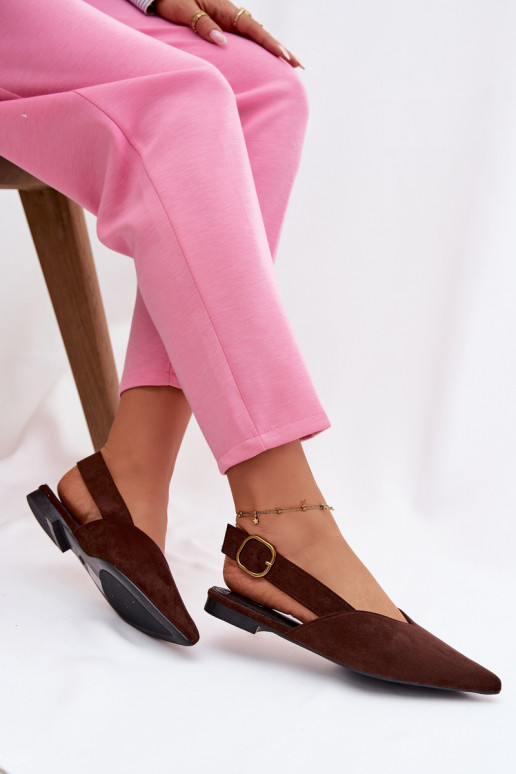 Ballerines avec boucles dorées en daim écologiqueoÀe CzekoladoÀe Palerra