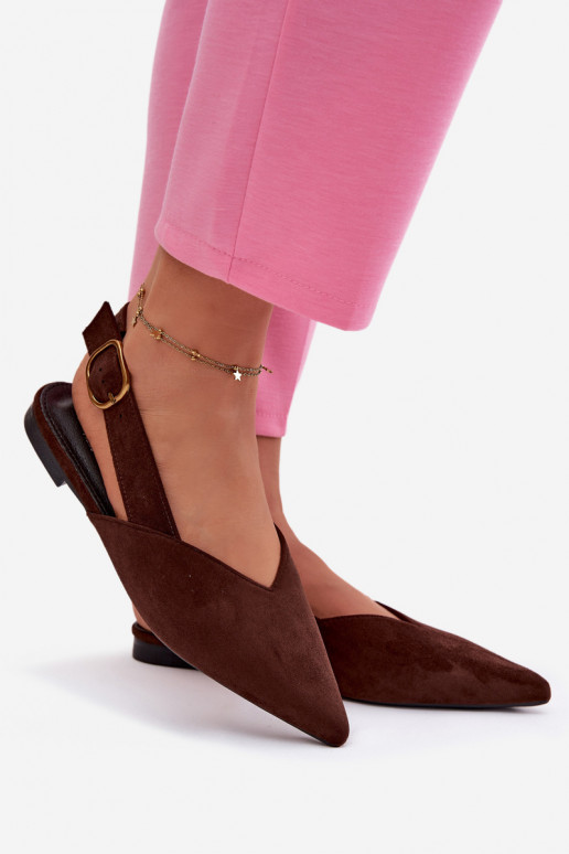 Ballerines avec boucles dorées en daim écologiqueoÀe CzekoladoÀe Palerra