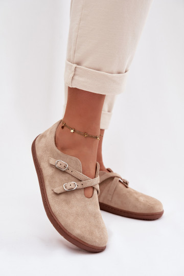 Bottes "Barefoot" en cuir suédé avec lanières Zazoo N1271, sable 2