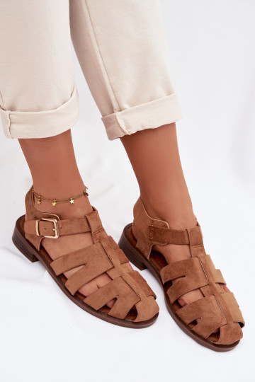 Sandales pour femmes avec des boucles dorées, couleur marron, Janessa