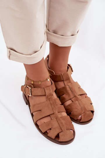 Sandales pour femmes avec des boucles dorées, couleur marron, Janessa 2