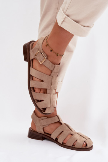 Sandales pour femmes avec des boucles dorées, couleur sable, Janessa