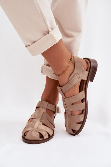 Sandales pour femmes Rzymianki avec boucles dorées beige Janessa 2