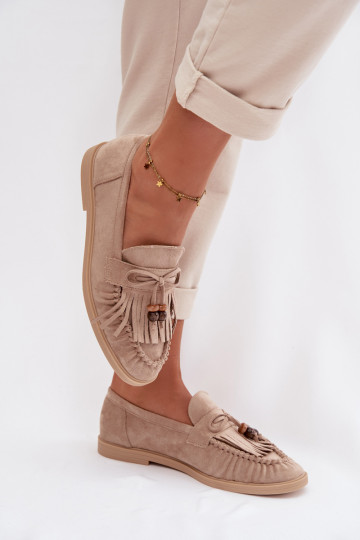 mocassins pour femmes avec des franges I couleur corailikami beige Teressa