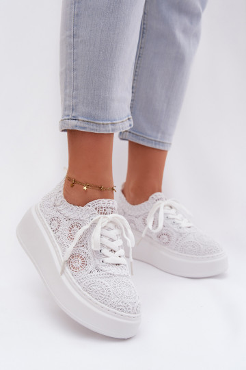 SzydełkoÀe Baskets Féminin avec une plateforme couleur blanche Evalora