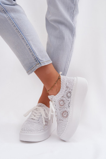 SzydełkoÀe Baskets Féminin avec une plateforme couleur blanche Evalora 2