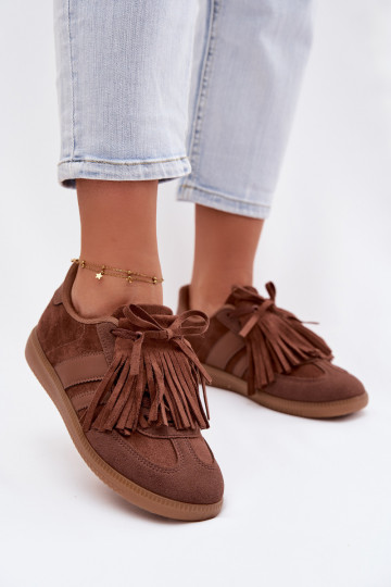 Chaussures de sport pour femmes avec franges, couleur marron, Dorivelle