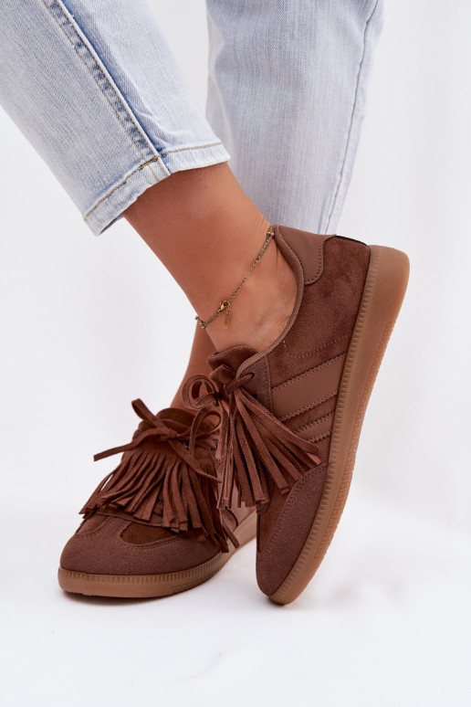 Chaussures modèle baskets Féminin avec des franges marron Dorivelle