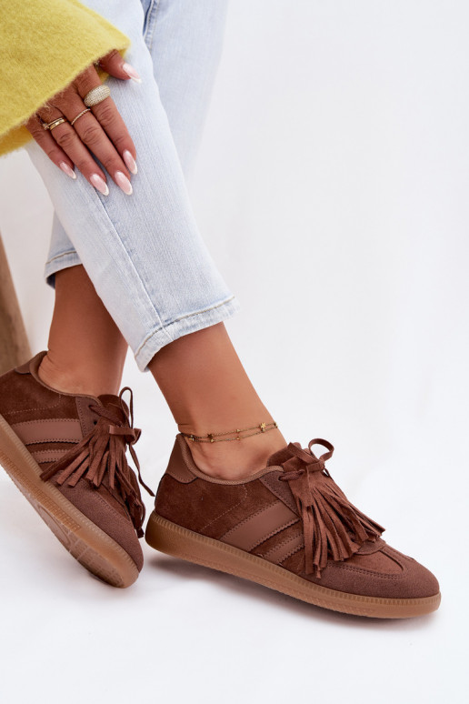 Chaussures modèle baskets Féminin avec des franges marron Dorivelle