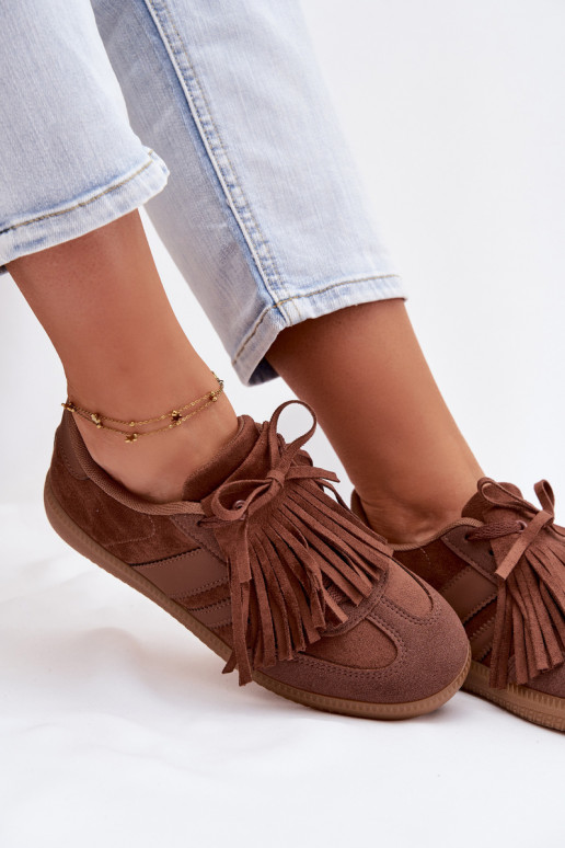 Chaussures modèle baskets Féminin avec des franges marron Dorivelle