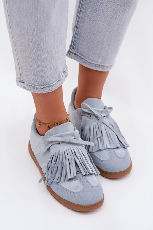 Chaussures modèle baskets Féminin avec des franges couleur bleue Dorivelle