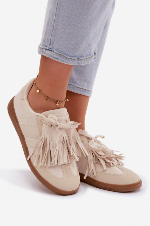 Chaussures modèle baskets Féminin avec des franges beige Dorivelle