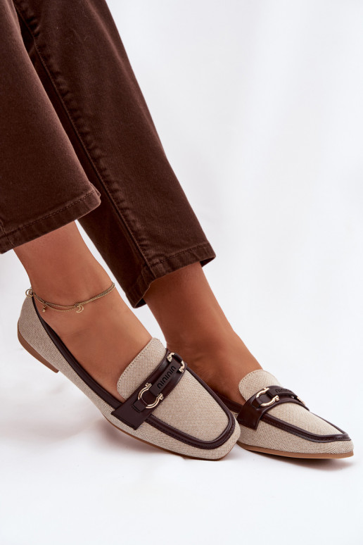 Mocassins couleur sable brun pour femmes avec éléments décoratifs « Evelora »