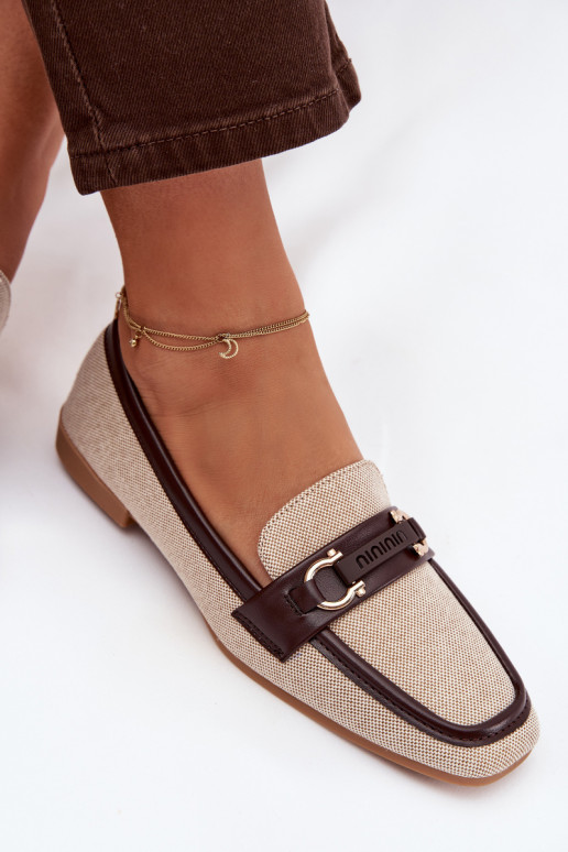 Mocassins couleur sable brun pour femmes avec éléments décoratifs « Evelora »