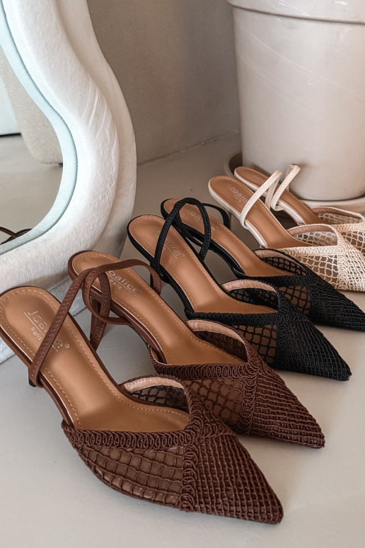 Sandales „Hanelis“ couleur marron avec éléments ajourés et talons fins
