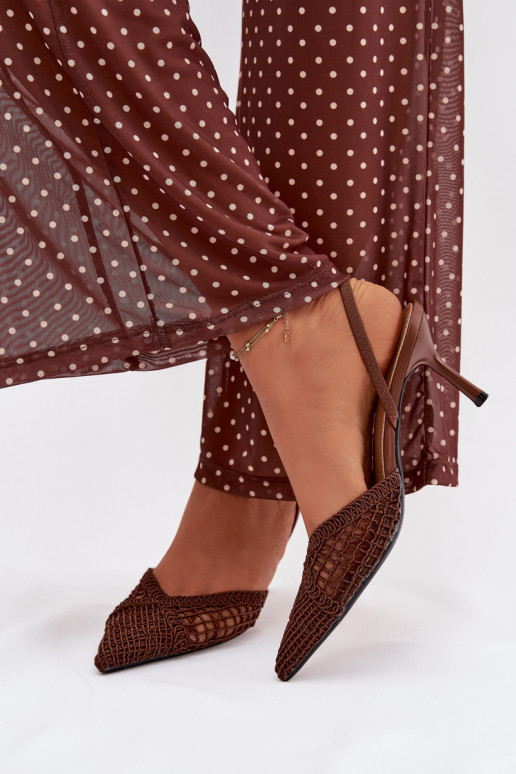 Sandales „Hanelis“ couleur marron avec éléments ajourés et talons fins