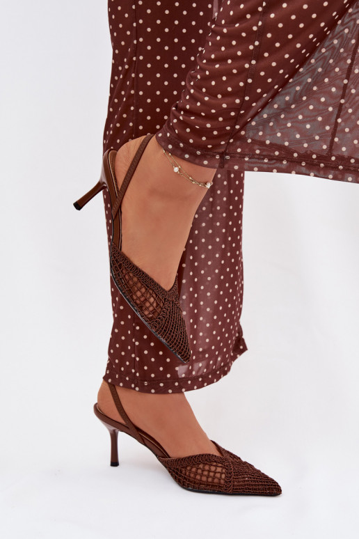 Sandales „Hanelis“ couleur marron avec éléments ajourés et talons fins
