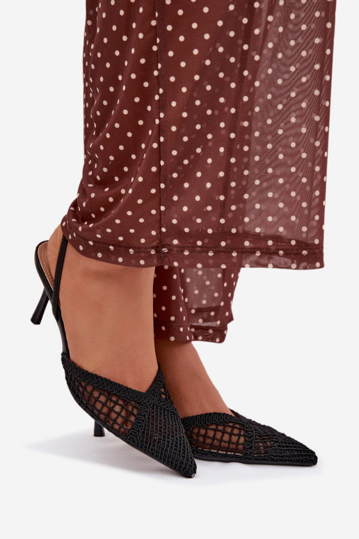 Sandales „Hanelis“ couleur noire avec éléments ajourés et talons fins