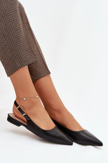 Ballerines noires Iverelle avec des boucles dorées