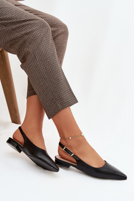 Ballerines noires Iverelle avec des boucles dorées