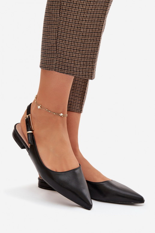 Ballerines noires Iverelle avec des boucles dorées