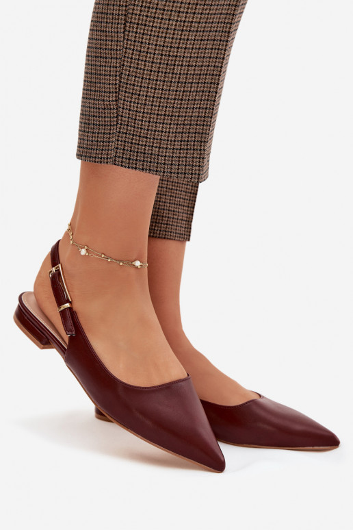 Ballerines couleur bordeaux Iverelle avec des boucles dorées