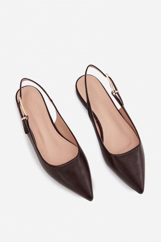 Ballerines couleur chocolat Iverelle avec des boucles dorées