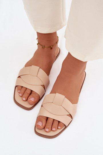 Chaussons Appartement pour femmes avec des bandes beige Il fautrissae 2