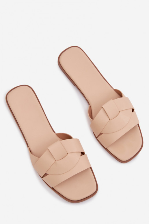 Chaussons Appartement pour femmes avec des bandes beige Il fautrissae