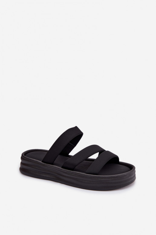  Pantoufles pour femmes avec une plateforme avec des bandes couleur noire Liorine