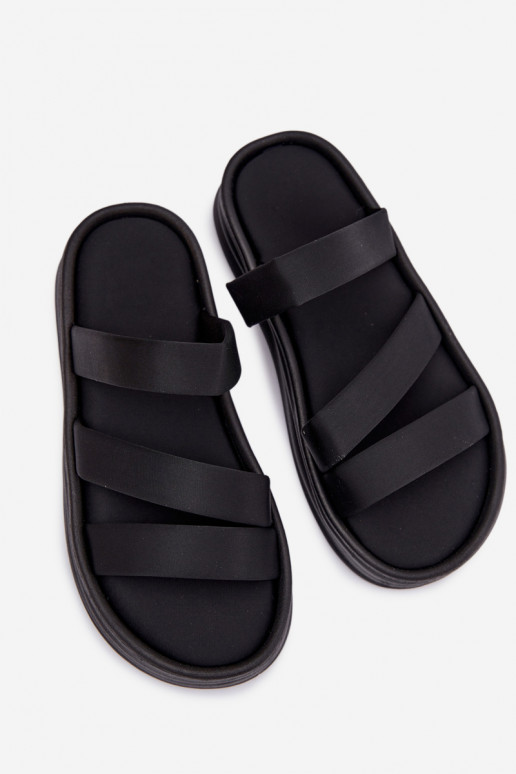  Pantoufles pour femmes avec une plateforme avec des bandes couleur noire Liorine