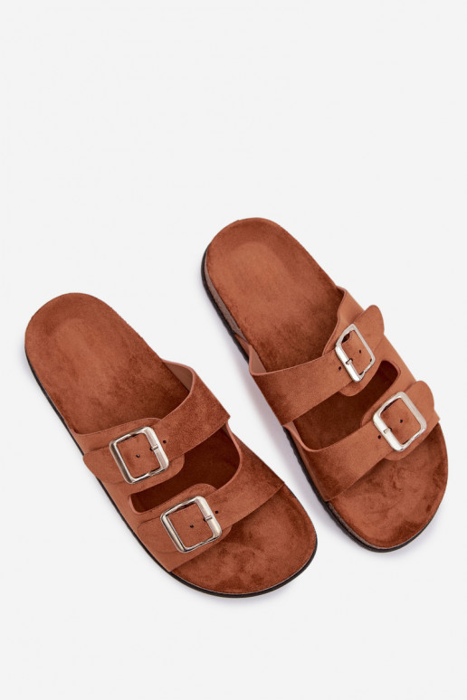 Pantoufles pour femmes avec boucles marron Oliena