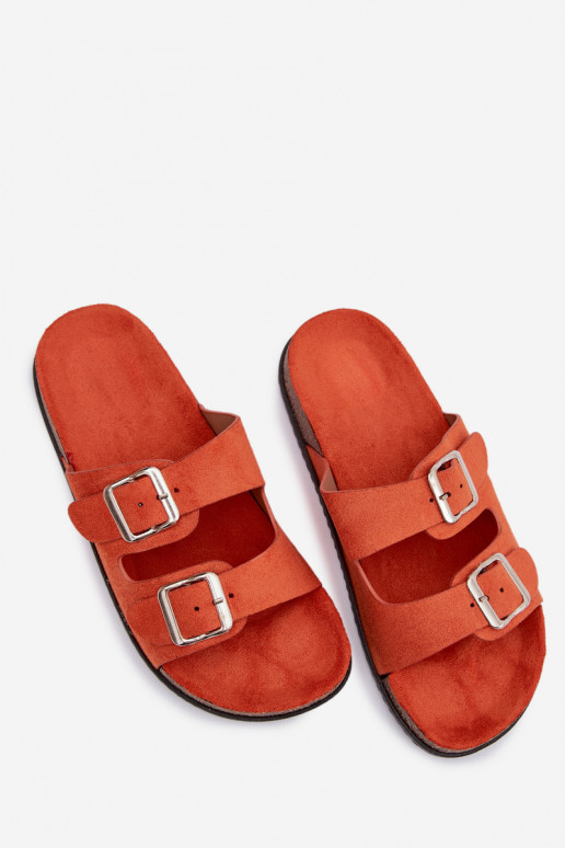 Mules orange pour femmes Oliena avec boucles