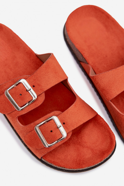 Mules orange pour femmes Oliena avec boucles