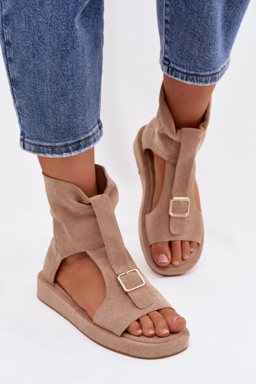 Sandales pour femmes avec une botte beige Coralya