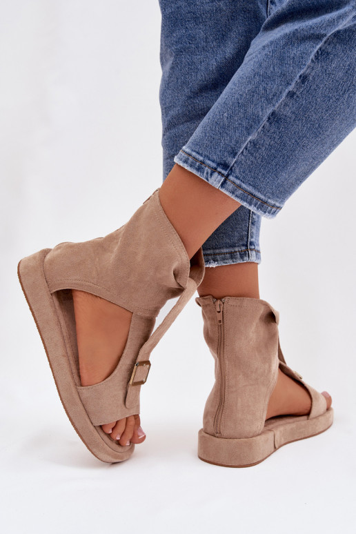 Sandales pour femmes avec une botte beige Coralya