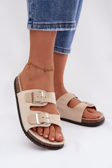 Chaussons pour femmes couleur ivoire Oliena avec boucles