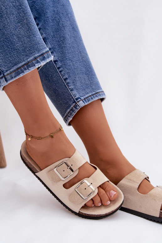 Chaussons pour femmes Oliena couleur ivoire avec des boucles