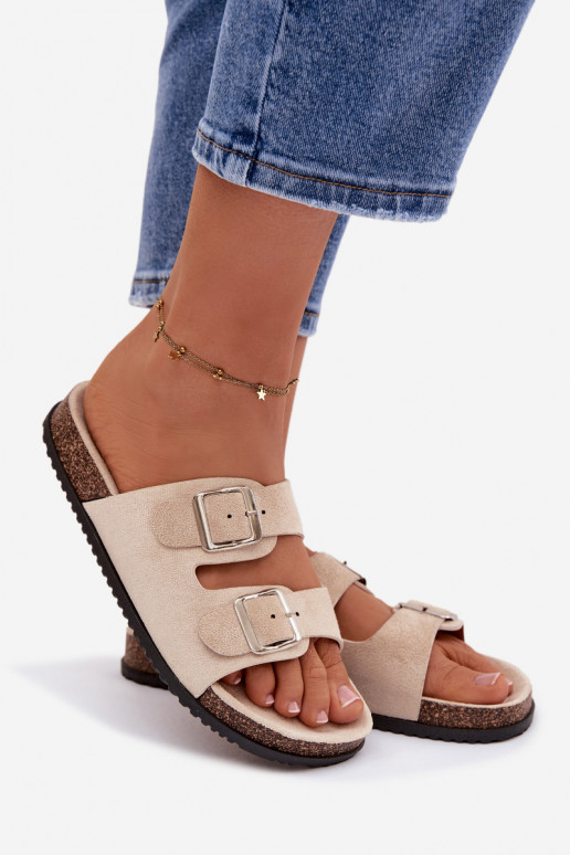 Chaussons pour femmes Oliena couleur ivoire avec des boucles