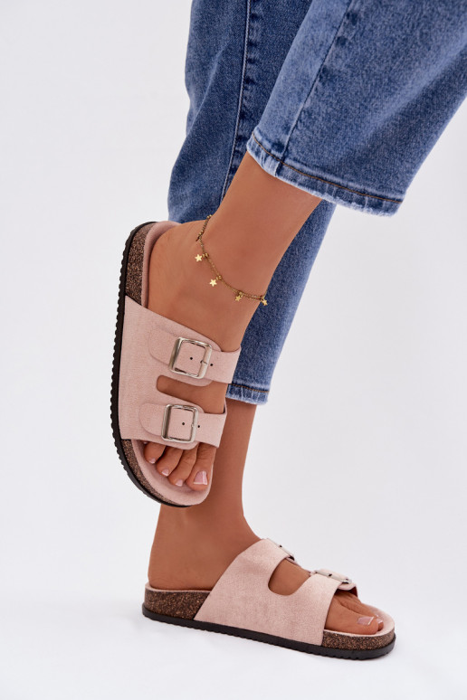 Chaussons rose clair pour femmes avec boucles « Oliena »