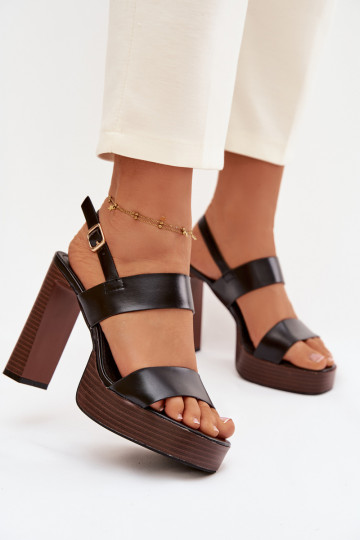 Sandales à talons hauts pour femme et plateforme Eko Peau couleur noire Hanelia 2