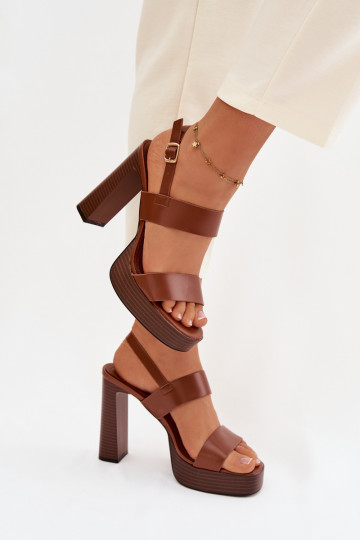 Sandales à talons hauts pour femme et plateforme Eko Peau marron Hanelia