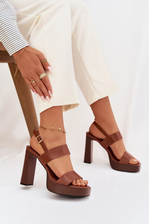 Sandales à talons hauts pour femme et plateforme Eko Peau marron Hanelia
