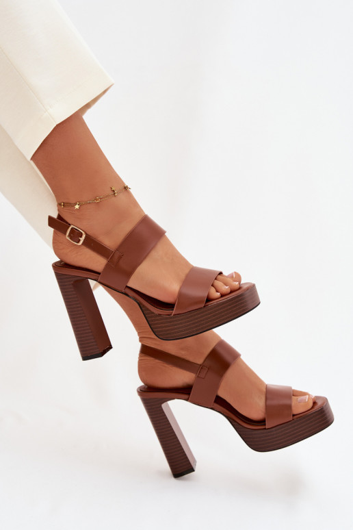 Sandales à talons hauts pour femme et plateforme Eko Peau marron Hanelia
