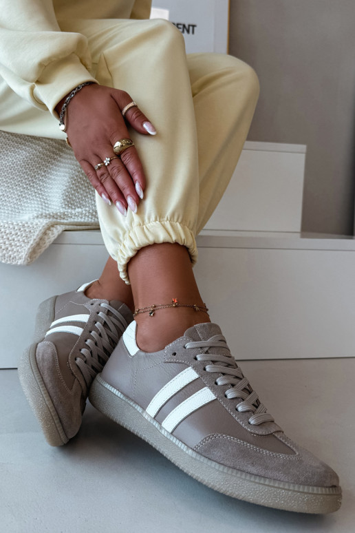 Zazoo N1068 Peau Faible Chaussures modèle baskets Féminin beige