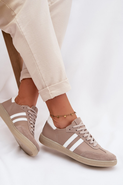 Zazoo N1068 Peau Faible Chaussures modèle baskets Féminin beige