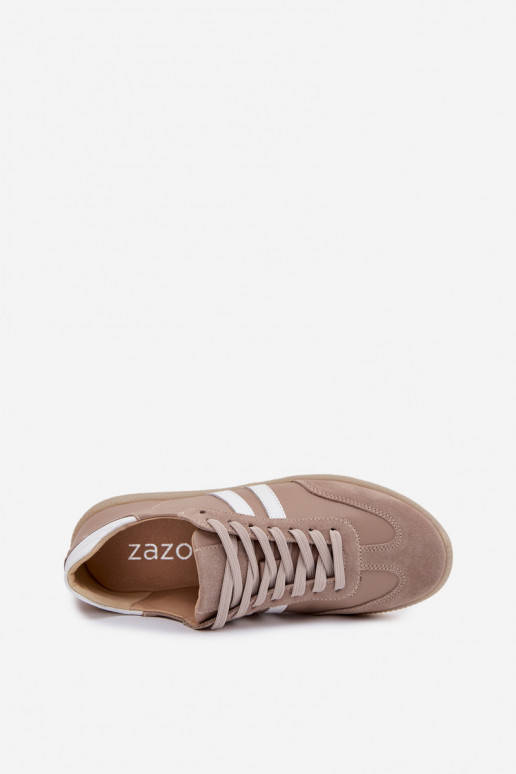 Zazoo N1068 Peau Faible Chaussures modèle baskets Féminin beige