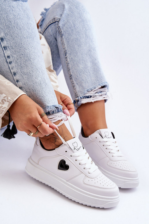 Modèle classique baskets Avec le coeur Blanc-couleur noire Amore