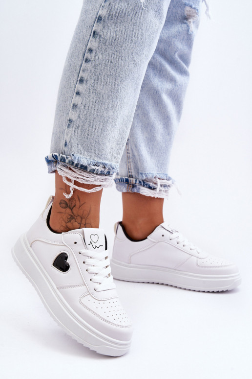 Modèle classique baskets Avec le coeur Blanc-couleur noire Amore
